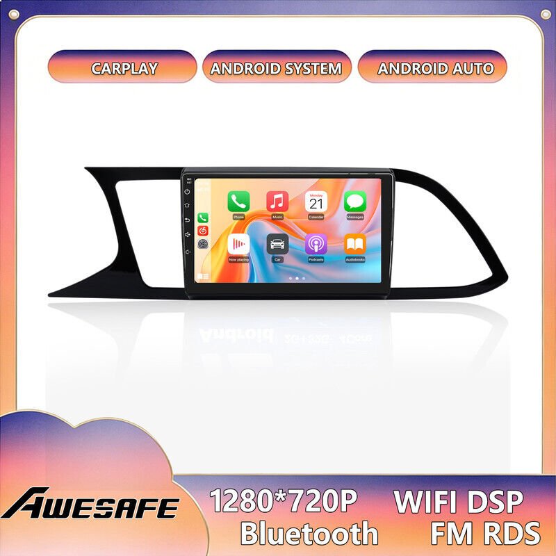 AWESAFE Autoradio Android 13 für Seat Leon MK3 (2012-2020) 2GB+32GB 9'' Touchscreen mit CarPlay Android Auto GPS Bluetoo...