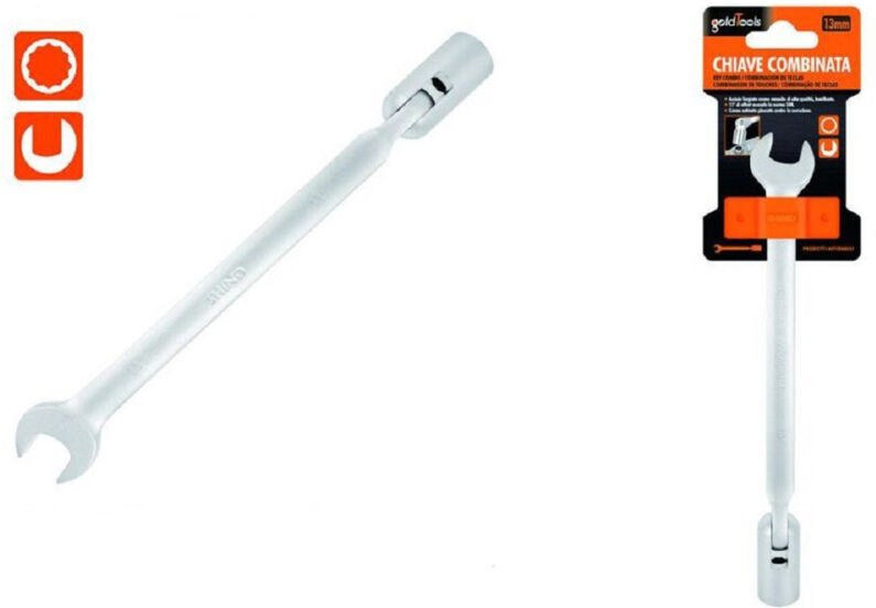 Trade Shop Traesio - Trade Shop - 13 mm festgestellter maul-maulschlüssel mit polygonalem steckschlüssel mit chrom-vanad...