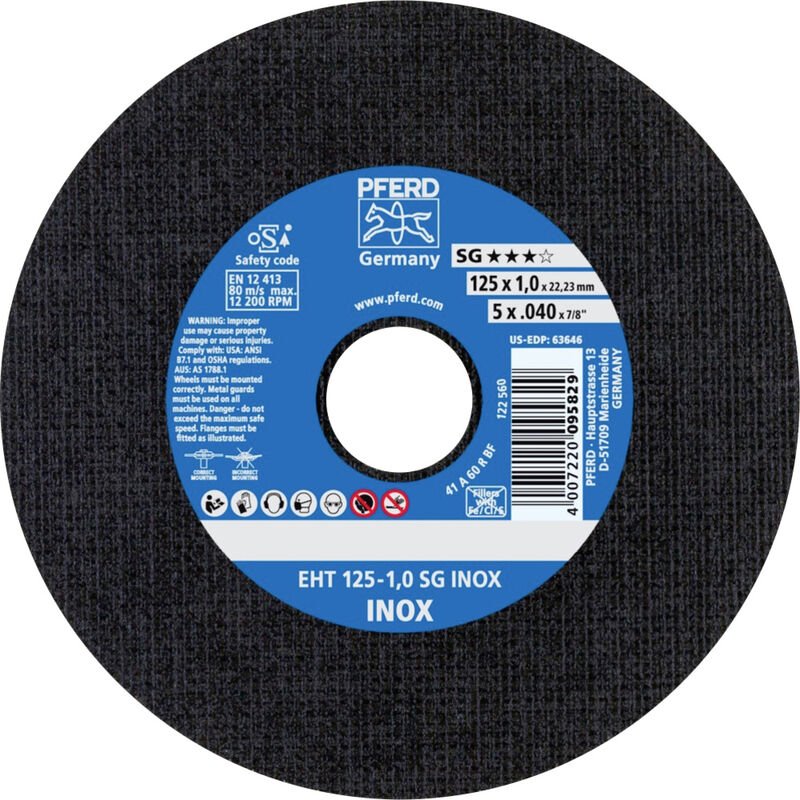 Pferd Eht 125-1,0 Sg Inox 61341116 Scheibe Tron Onner 125 Mm 22,23 Mm 25 St