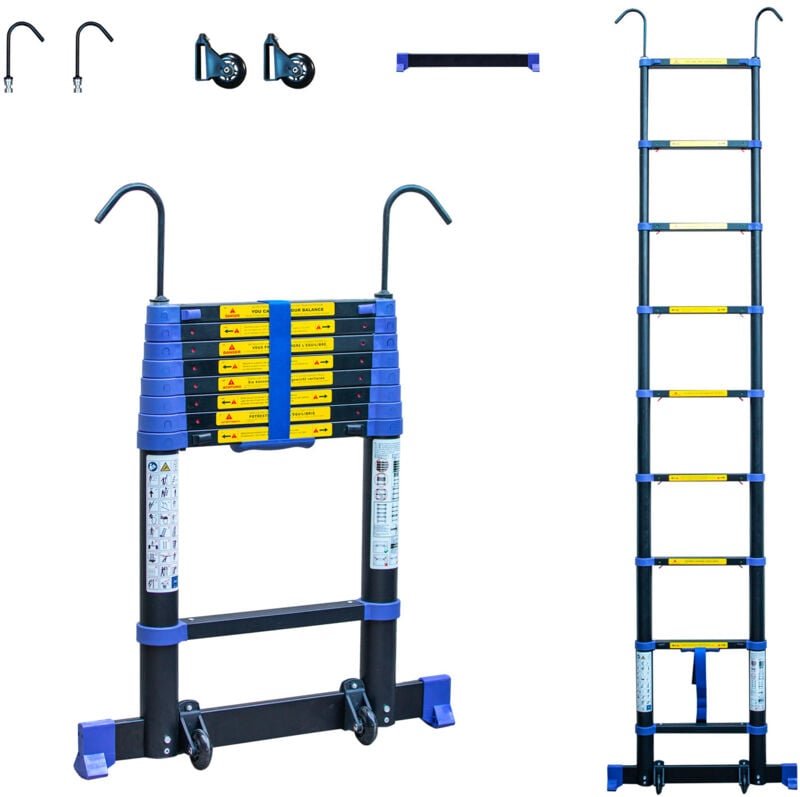 Teleskopleiter 2,6m TELESCOVA8+, Aluminium, Faltbar, Ausziehbar, Multifunktion, Maximale Arbeitshöhe 3,5m, Abnehmbare Ha...