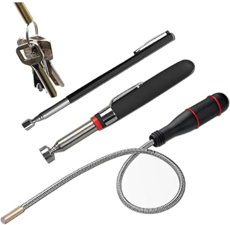 3-teiliges magnetisches Aufnahmewerkzeug, ausziehbares magnetisches Aufnahmewerkzeug, flexibler Federmagnetstab zum Auff...