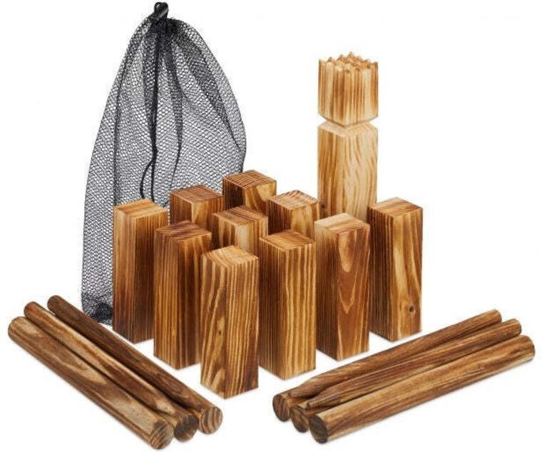 Viking kubb wooden game set