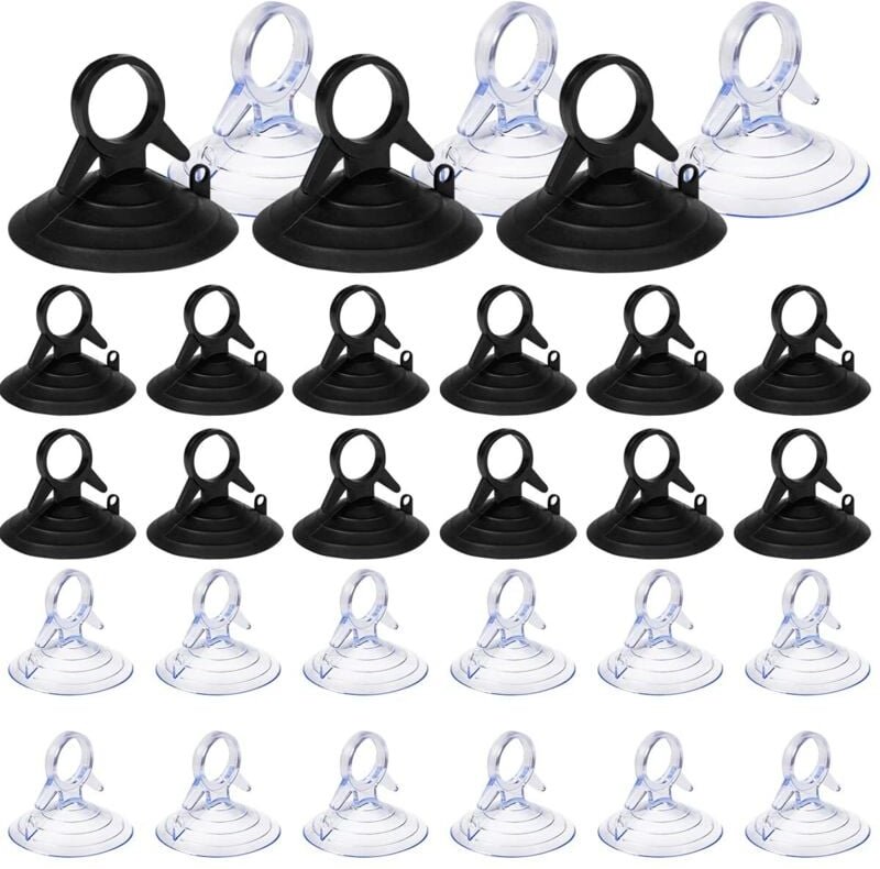 60 Stück Sonnenschutz mit Saugnäpfen, 45-mm-Saugnäpfe ohne Haken, PVC-Mini-Saugnäpfe, transparente und schwarze Saugnäpf...