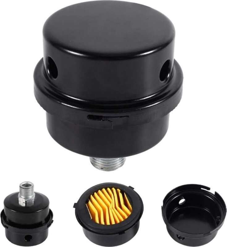 1 stück 3/8 '16 mm Luftkompressor-Luftfilter Schalldämpfer Metall-Luftfilter für Luftkompressorkessel Schwarze Farbe