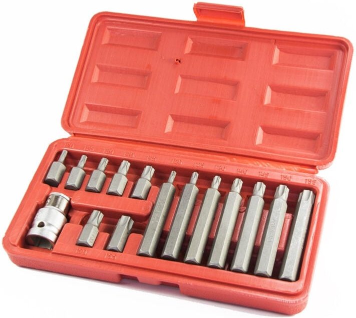 Trade Shop Traesio - Trade Shop - kit set inserti chiavi bussole torx 15 pz hex 1/2' H10 professionale 15 pz torx -