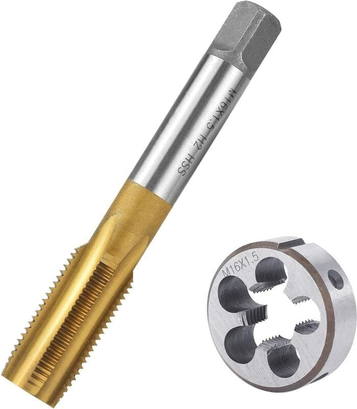 Gewindebohrer M16 X 1.5, Metrisch Gewindeschneid und Gewindeschneideisen, HSS Gewindebohrer und Schneideisen Set, Rechts...