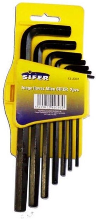 Normaler 7-teiliger gebläuter Inbusschlüsselsatz Sifer 13-2301