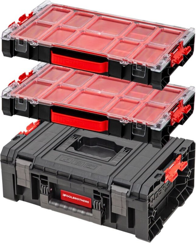 Toolbrothers - rhino Werkzeugkasten Set 2 rhino l Werkzeugkoffer eco Basic + 2x rhino l Organizer eco Höhe m Boxen IP54