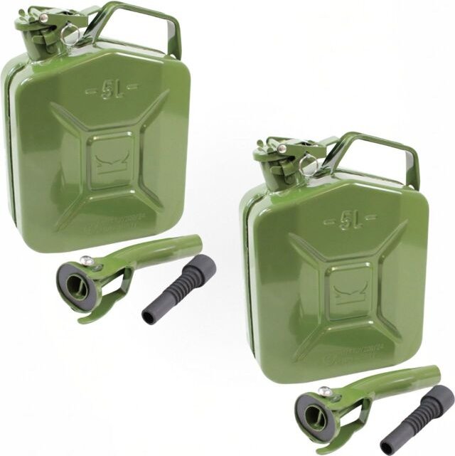 2x Kraftstoffkanister Metall Benzinkanister 5 Liter - UN-Zulassung inkl. Ausgießer