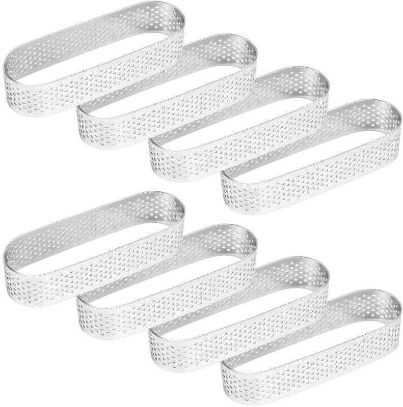 8-teiliges ovales Mousse-Dessertförmchen, französische Fruchtring-Quicheform, XU, Edelstahl - KZQ