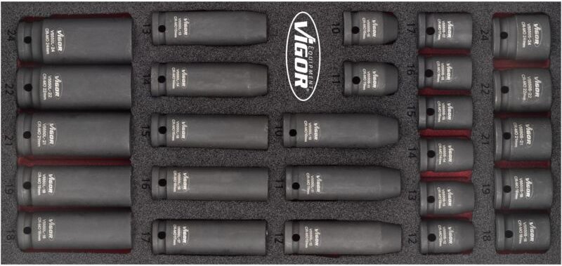 Schlagschrauber Steckschlüsseleinsatz Satz, Vierkant hohl 12,5 mm (1/2), Außen Sechskant Profil, 10 - 24, Anzahl Werkzeu...