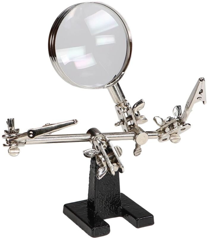 Dritte Hand mit 60mm Lupe Kugelgelenk Krokoklemmen Löthilfe