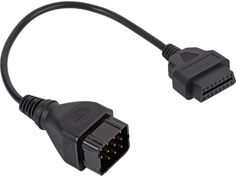 Kfz-Diagnoseadapter, 12-poliger auf 16-poliger Steckeradapter, Diagnosekabel, Kfz-Teile (schwarz).