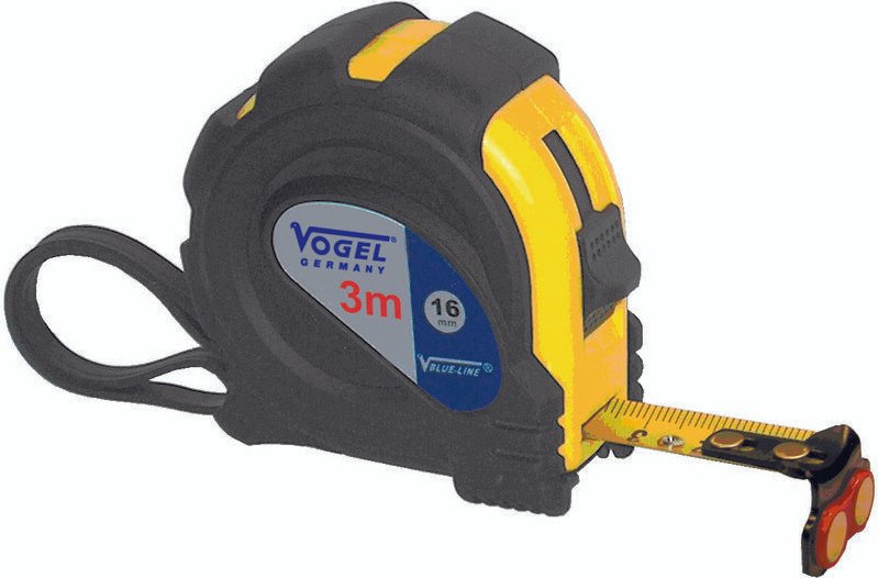 Vogel - Taschen Bandmaß / Maßband 3 m Länge, Teilung mm, 65 x 65 x 35 mm-141003