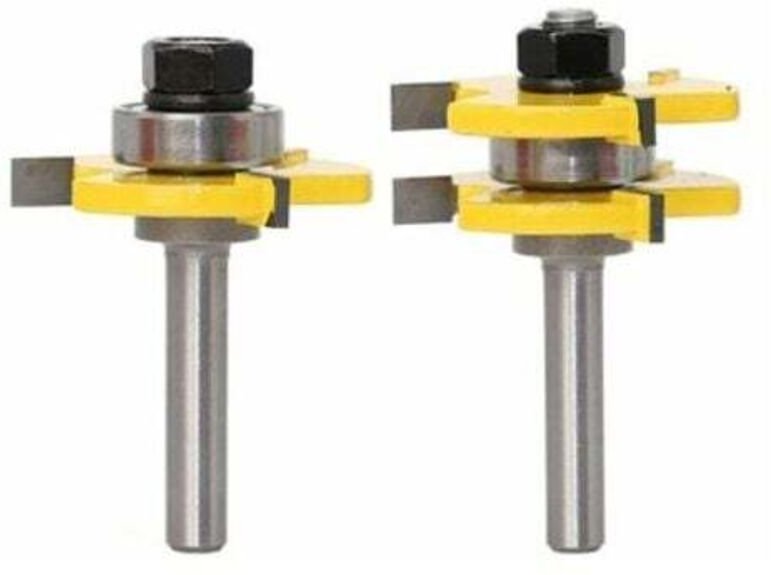 Ensemble Fraise Rainure Languette 3 Cannelures Tige 8mm Forme T Outils Bois