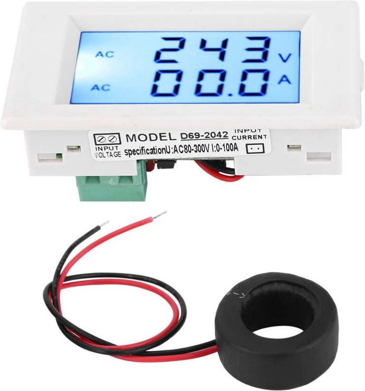 D69-2042 Amperemeter des Dual AC80-300V 0-50A 0-100A Voltmeters mit Stromwandler - Messgerät (WEISS).