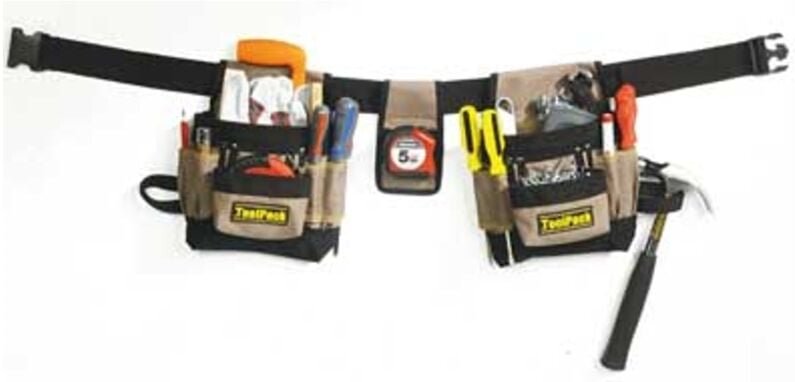 Toolvizion Toolpack Werkzeuggürtel mit 2 Taschen á 8 Fächer, inkl. Gürtel