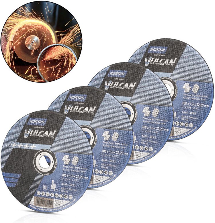 NORTON Trennscheibe 4er Set Sägeblatt 180 x 1,6 x 22,23 mm für Metalltrennsägen