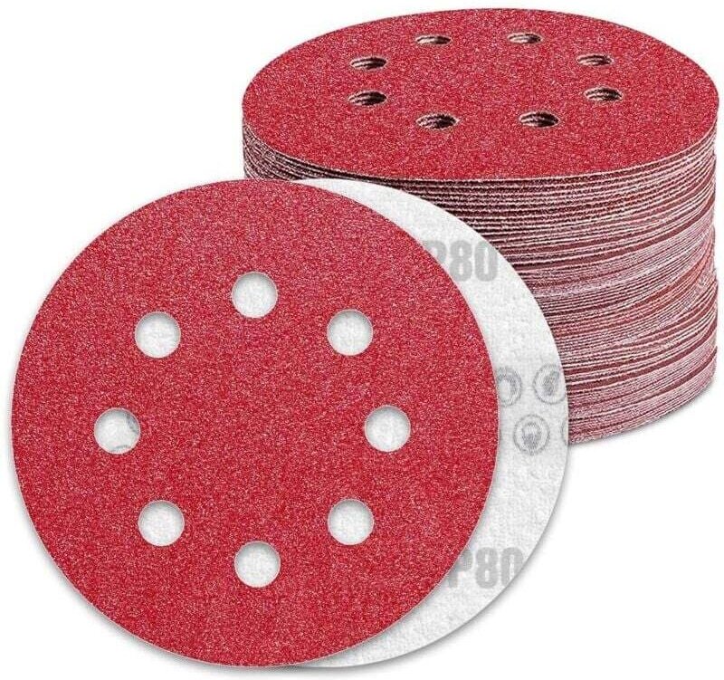 125-mm-Schleifscheiben, Körnung 80, Schleifpapier, 90 Stück, 8 Löcher, Schleifscheibe für Exzenterschleifer
