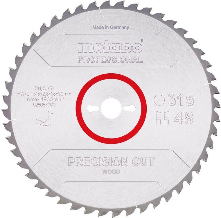 Kreissägeblatt hw/ct 315x2,8x30 mm 48 wz 0° 48 wz - Metabo
