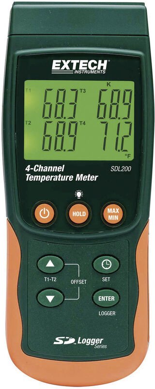 SDL200 Temperatur-Messgerät -199 - +1700 °c Fühler-Typ k, j, t, e, r, s, Pt100 Datenlogger-F - Extech
