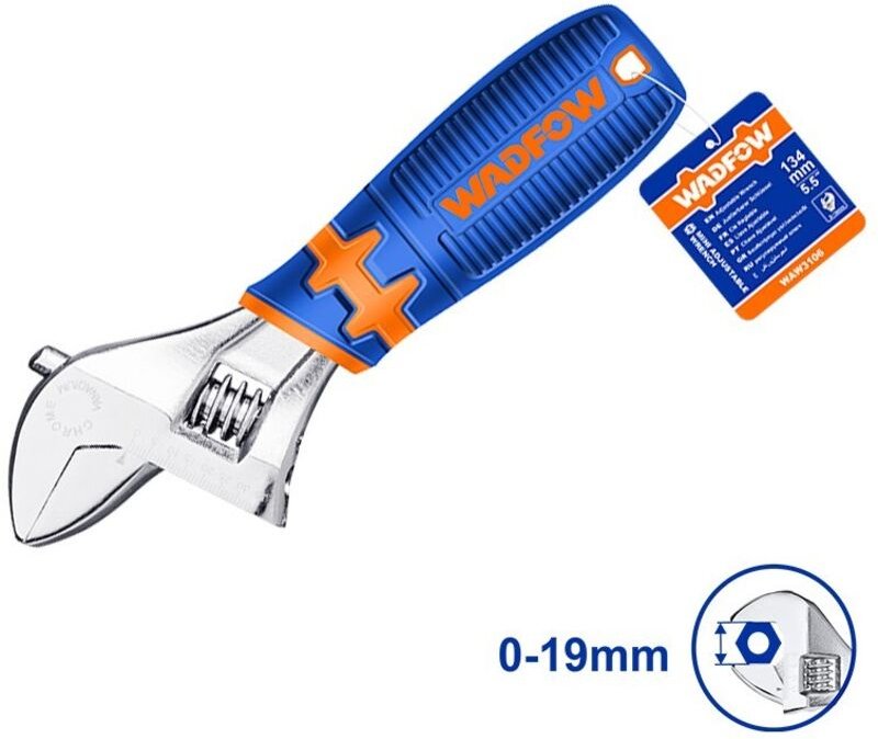 WADFOW Gummierter Mini-Schraubenschlüssel, Klemmgröße 0–19 mm, ergonomisches Design