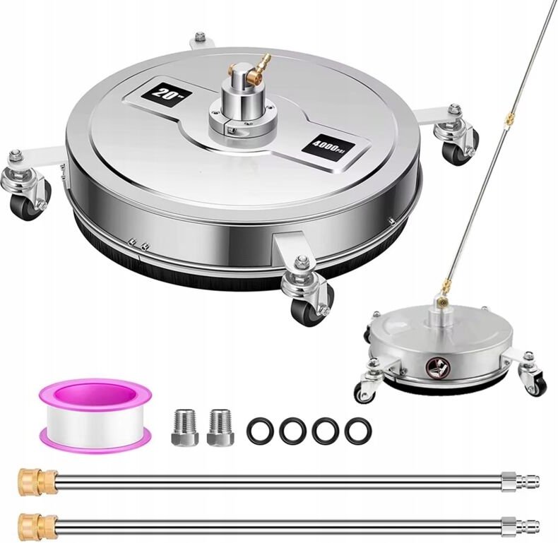 Rosfix Set Flächenreiniger T-Racer 50 cm – Edelstahl, 275 bar, 1/4" Schnellkupplung, 2x25° Düsen, 86 cm Lanze Für Pflast...