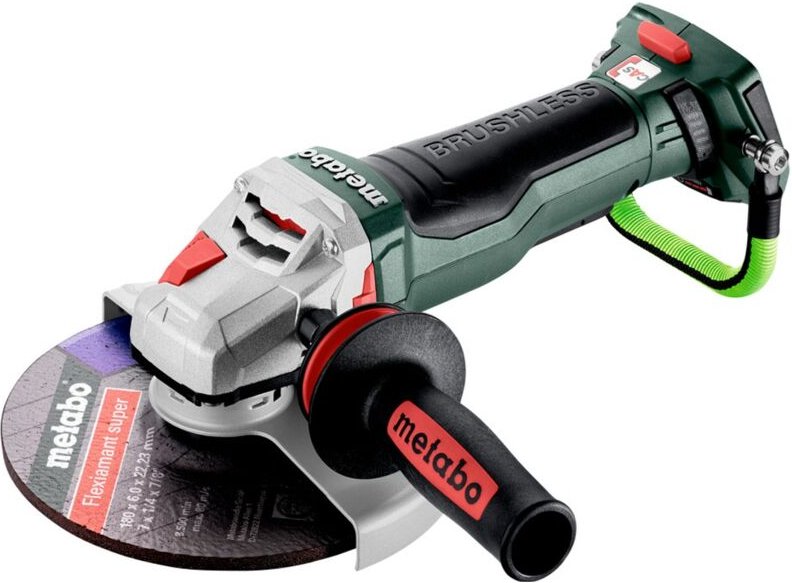 Metabo Akku-Winkelschleifer WPBA 18 LTX BL 15-180 Quick DS, mit Bremse, Schnellspannmutter, drehbarem Akkupack, Totmanns...