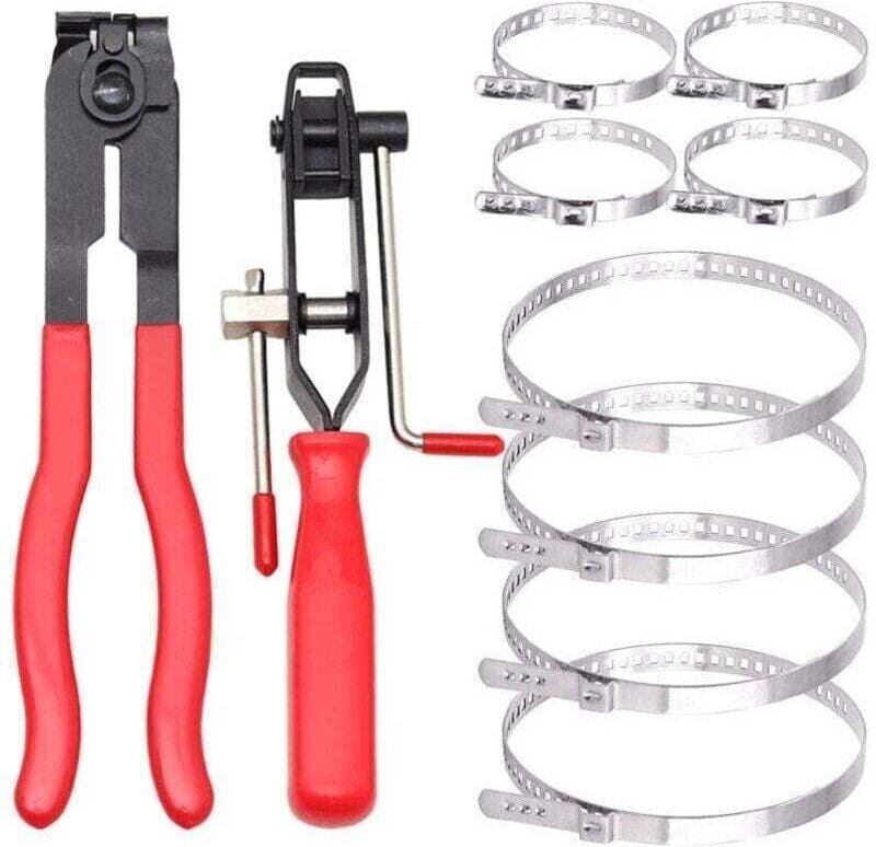 Schlauchschellen, 2 Zangen, Kardan-Schlauchschellenzange und Crimp-Schlauchschellen (8-teiliges Sortiment) – Verschieden...