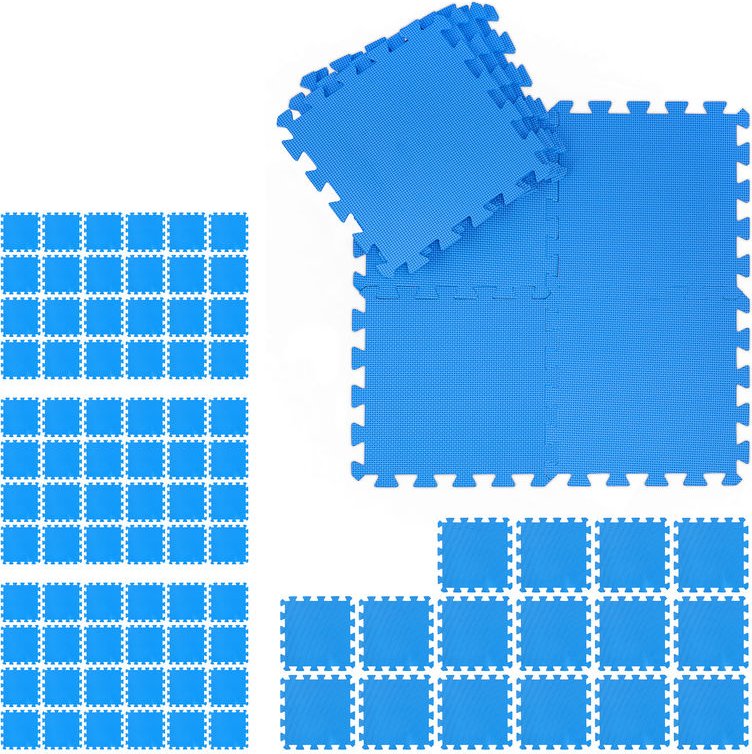 96 x Bodenmatte, Schmutzmatten Set für Fitness & Fitnessgeräte, EVA, BPA-frei, Fläche 8,64 m², BxT 30x30 cm, blau