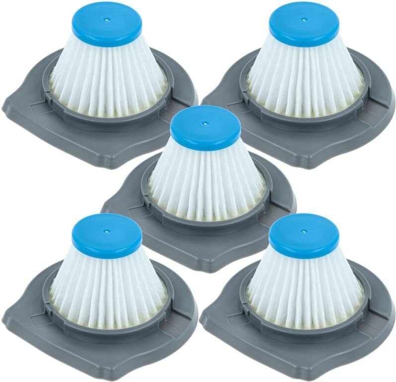 vhbw 5x Feinfilter kompatibel mit Black & Decker REVHV8J40W, Reviva Staubsauger - Luftfilter Blau Grau Weiß