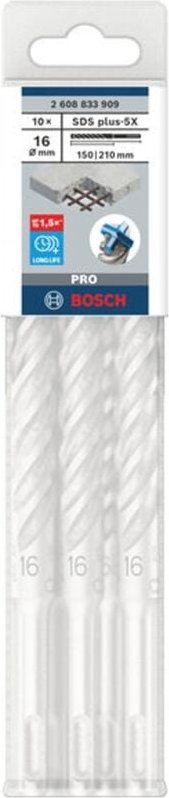 BOSCH 2608833909 - SDS-PLUS-5X Bohrer: 16 x150 x210: 10 uds