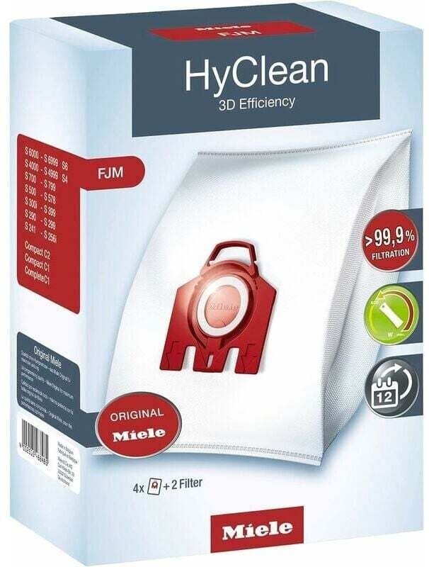 Miele 9917710 HyClean 3D Efficiency FJM Staubsaugerbeutel, für Miele Staubsauger mit Beutel, 4er-Packung H345