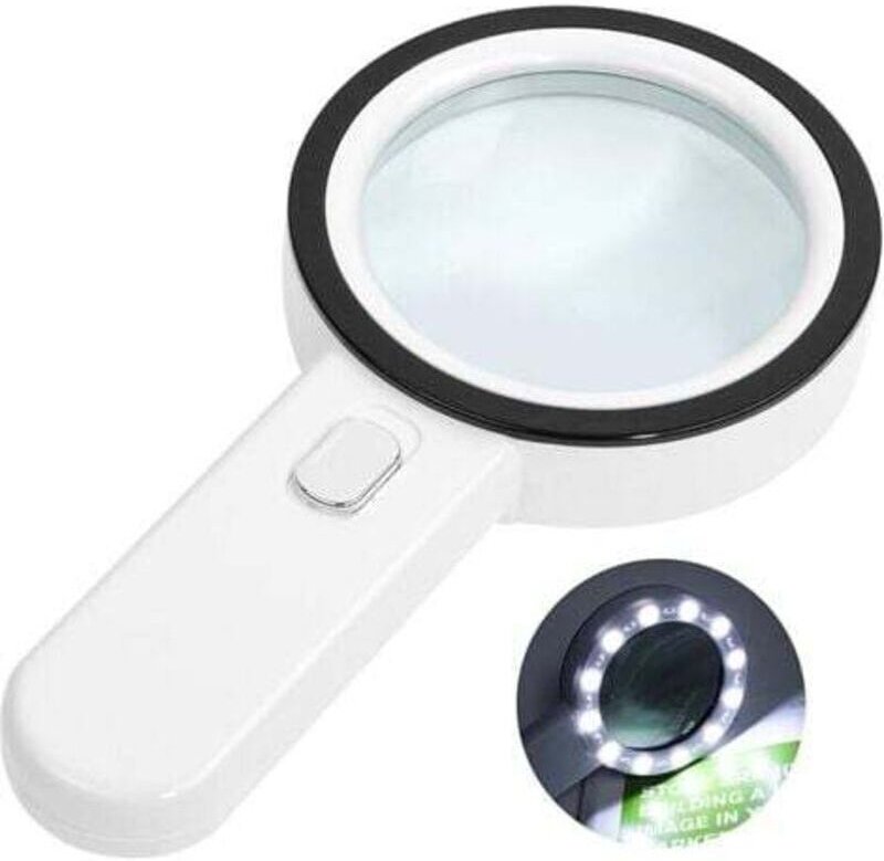 Beleuchtete Leselupe, 1 Stück, 30-fache Vergrößerung mit 12 LEDs, Handlupe, beleuchtete Lupe zum Lesen, für Schmuck, Sen...