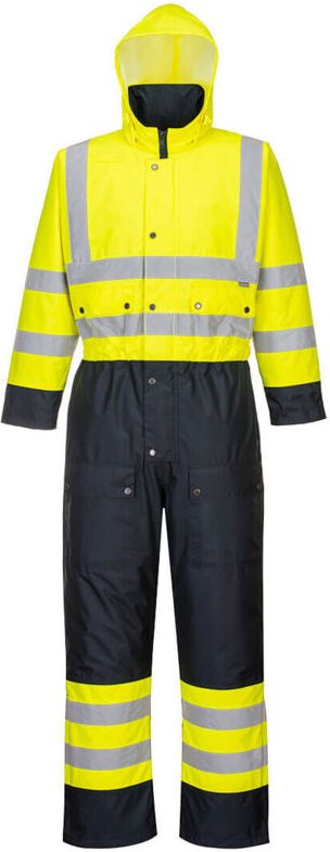 Hochsichtschutz-Overall mit Kontrast-Quiltung Farbe: Gelb/Navy Größe 5XL - Portwest