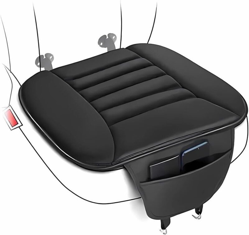 1-teiliges Autositzkissen, Sitzschutz aus Memory-Schaum, mit Tasche, für Auto, Büro, Zuhause, Sofa (schwarz)