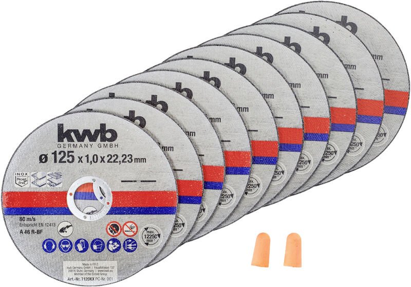 KWB - Trennscheiben-Set, 712022, 125x1,0 mm, 10 Stück