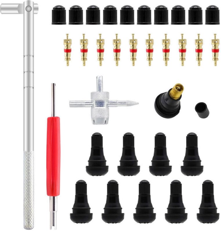 23-teiliges Reifenventil-Ausbauwerkzeug-Set, Ventileinsatz-Entferner für den Autoaustausch, 10 Ventileinsätze, 4-in-1-Re...