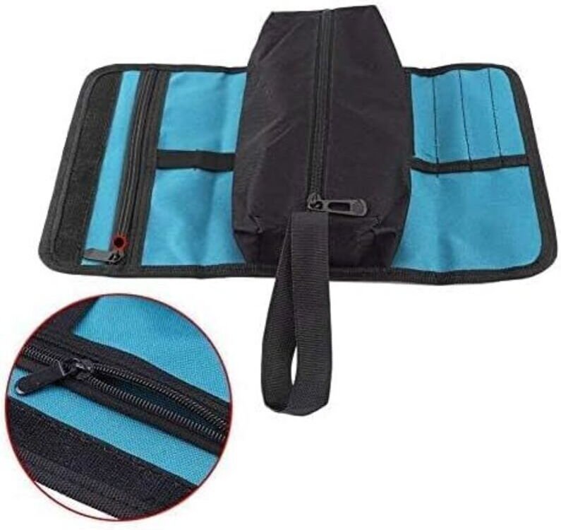 Werkzeugtasche, kleine, zusammenrollbare Werkzeugtasche, Werkzeugtasche aus Segeltuch, Aufbewahrungstasche mit Reißversc...