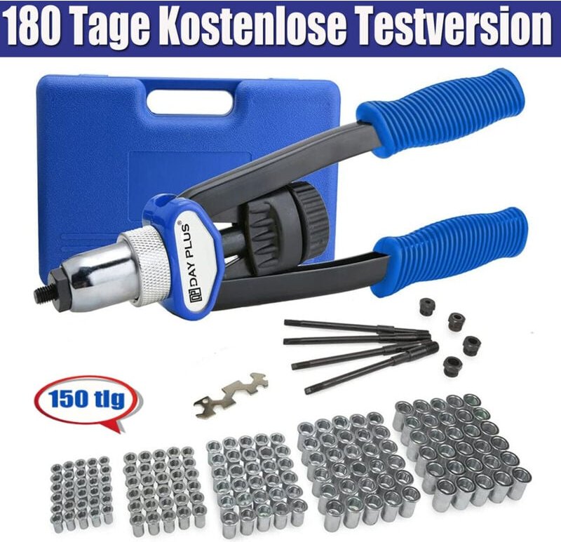 Nietzange-Set Gewindenietzange mit 150pcs Nietmuttern M5-M12 Gewindenieten Zange