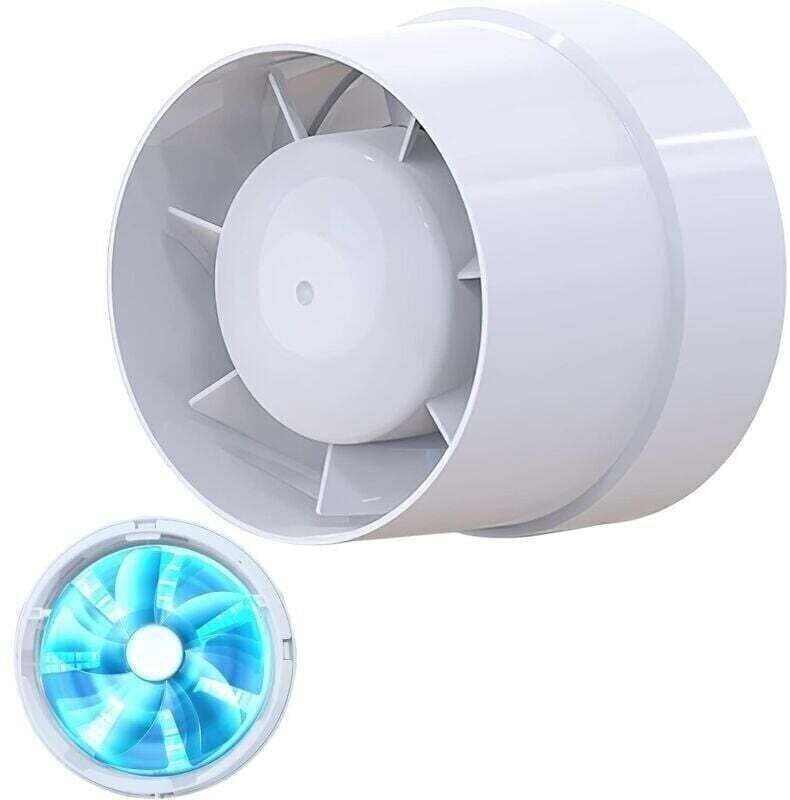 (LFI-09S) Leiser Abluftventilator, 104 mm, 130 m³/h, 12 W, Rohranschluss, axialer Luftgewinn, energieeffizient, für Bad,...