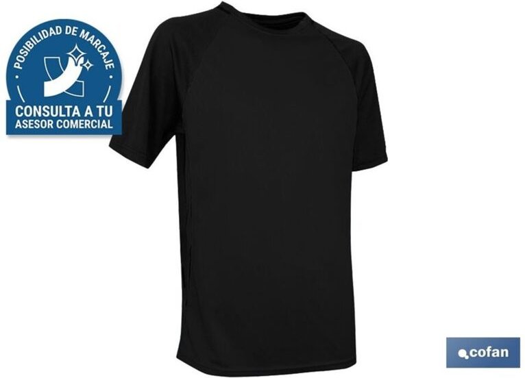Schwarzes, atmungsaktives Pilote-T-Shirt, 160 g/m², Größe L