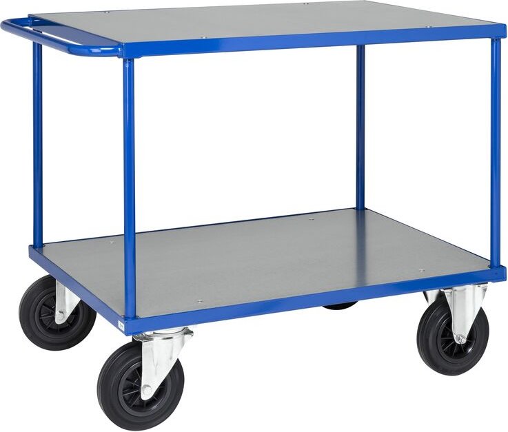 Kongamek Tischwagen in blau 1100x700x870mm Ladefläche Stahlblech verzinkt mit Schiebegriff, Gummibereifung und Bremse