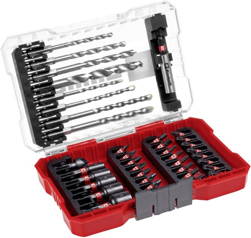 Einhell - Original m-case 39-tlg. schlagfestes Zubehör-Set (25-mm-Bits, Metallbohrer, Universalbohrer, 60-mm-Bithalter, ...