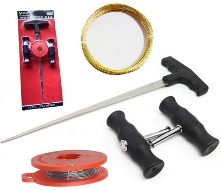 Fensterglas-Schneidedraht, Werkzeugsatz zum Entfernen der Windschutzscheibe des Autos. Fensterglas-Schneidedraht mit Gri...