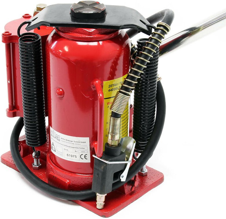 Wiltec - Hydraulischer und pneumatischer Stempelwagenheber 20T, 260-510 mm, kompakter Wagenheber Flaschenwagenheber aus ...