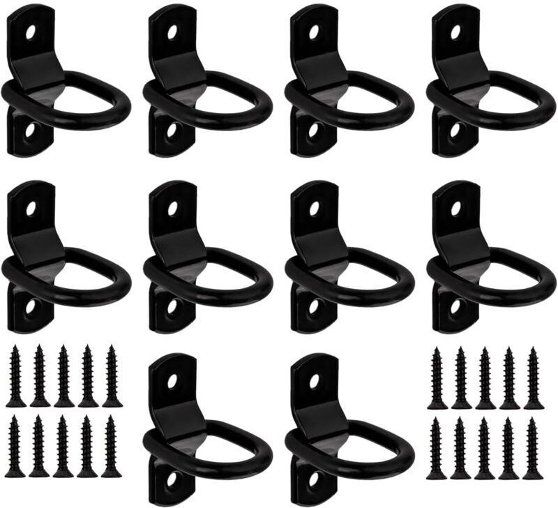 Zurrhaken für Anhänger, Set mit 10 D-Ringen, robuste Zurrringe, Befestigungsringe zur Ladungssicherung auf Anhängern, LK...