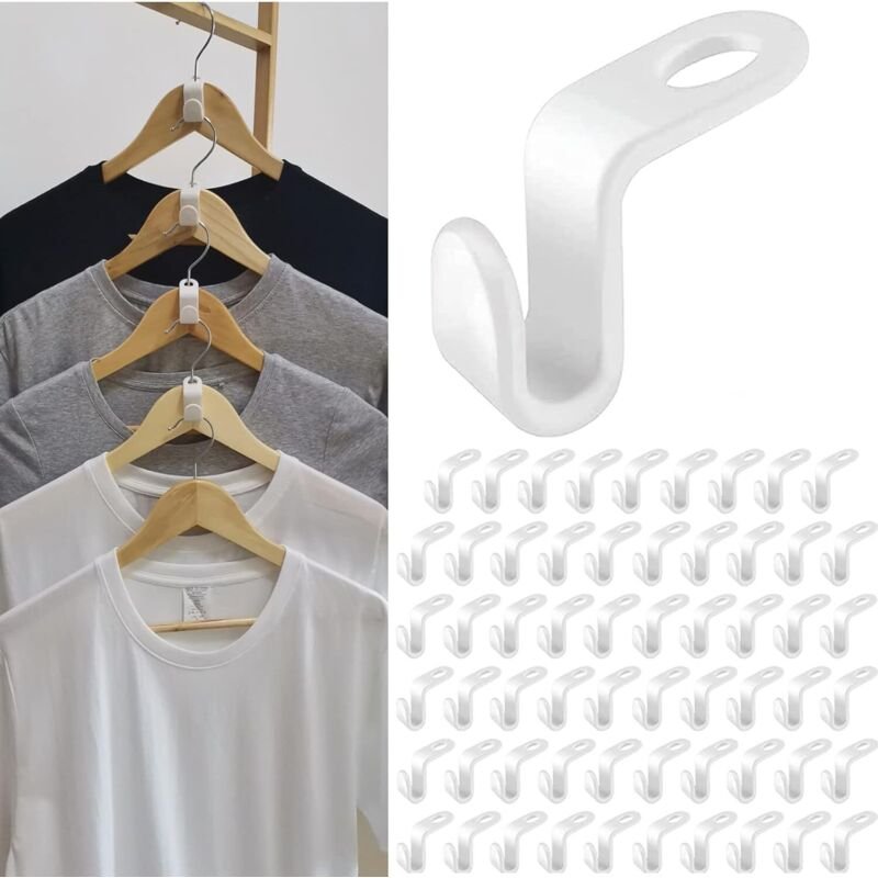 Kleiderbügelverbinder Platzsparende Kleiderbügelhaken 100 Stück, für Schrank Kleiderschrank Kleiderhaken Organizer Schra...