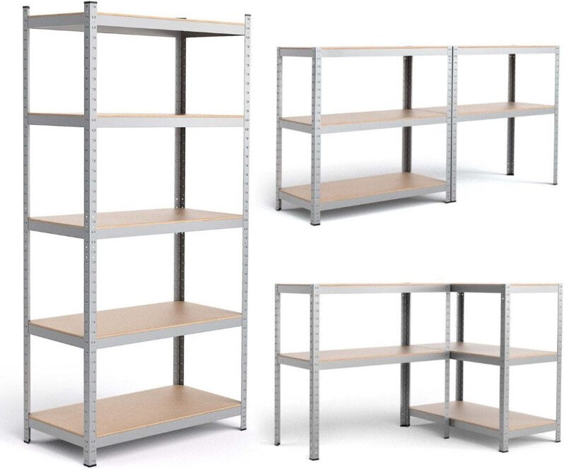 Lagerregal schwerlastregal steckregal metallregal 5 ebenen werkstattregal 91 x 46 x 183 cm silber