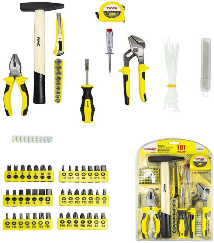 WMC Werkzeugset 101-teilig, Schraubenschlüssel, Schraubendreher, Bits